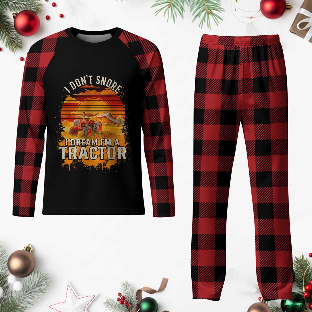 Funny Tractor Plaid Pajama Set I Do Not Snore I Dream I Am A Tractor - Wonder Print Shop