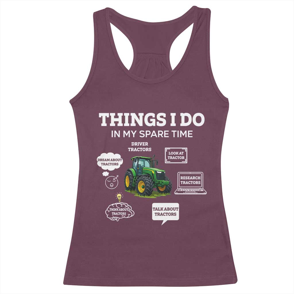 Funny Farmers Racerback Tank Top Things I Do In My Spare Time - Wonder Print Shop