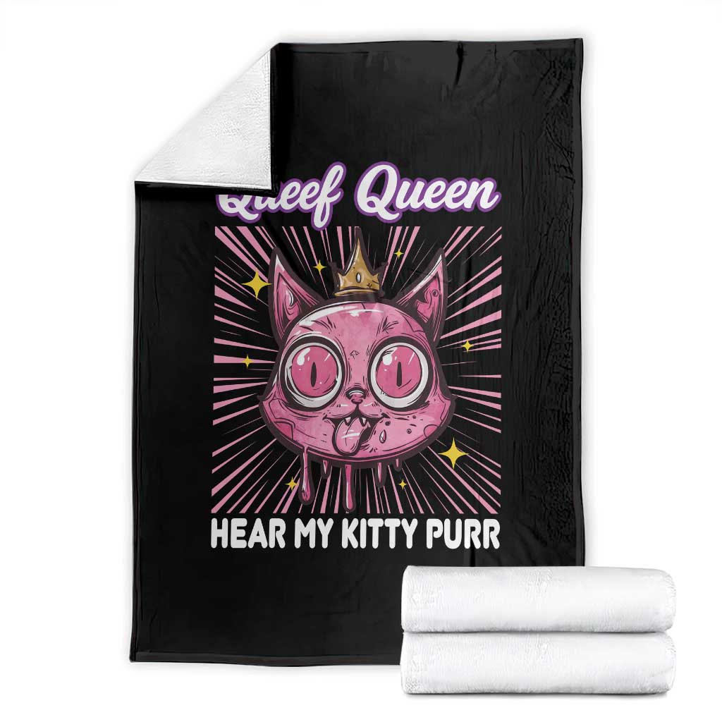 Queef Queen Cat Meme Throw Blanket Funny Inappropriate Adult Humor - Wonder Print Shop