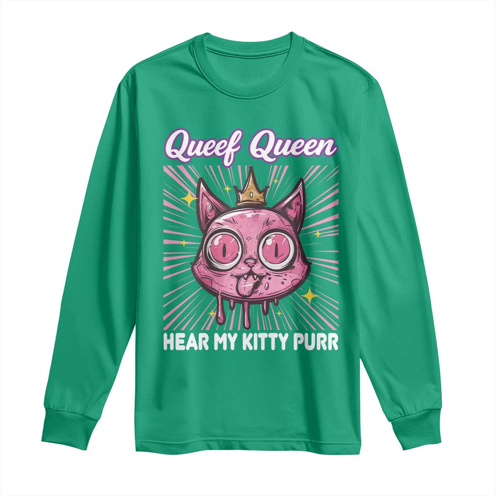 Queef Queen Cat Meme Long Sleeve Shirt Funny Inappropriate Adult Humor - Wonder Print Shop