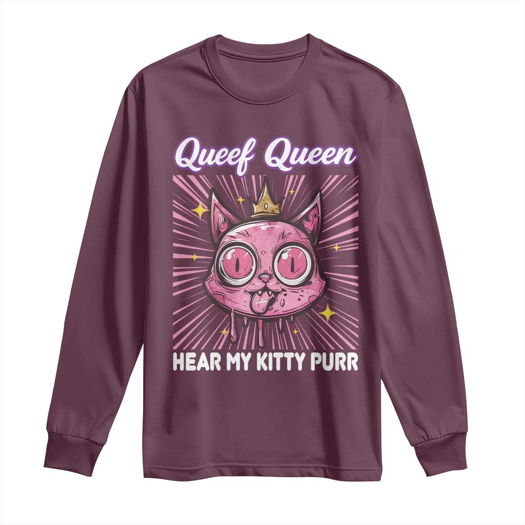 Queef Queen Cat Meme Long Sleeve Shirt Funny Inappropriate Adult Humor - Wonder Print Shop
