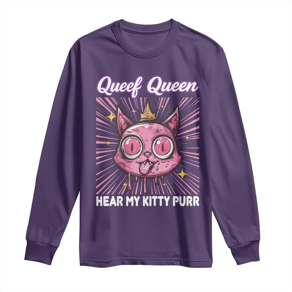 Queef Queen Cat Meme Long Sleeve Shirt Funny Inappropriate Adult Humor - Wonder Print Shop