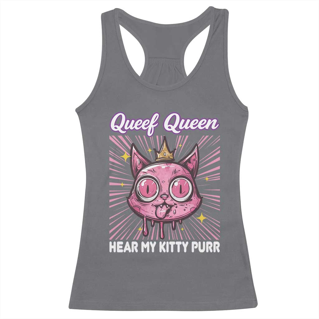 Queef Queen Cat Meme Racerback Tank Top Funny Inappropriate Adult Humor - Wonder Print Shop