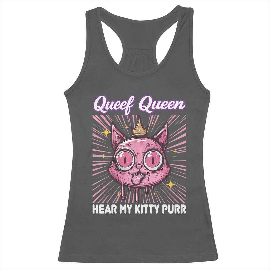 Queef Queen Cat Meme Racerback Tank Top Funny Inappropriate Adult Humor - Wonder Print Shop