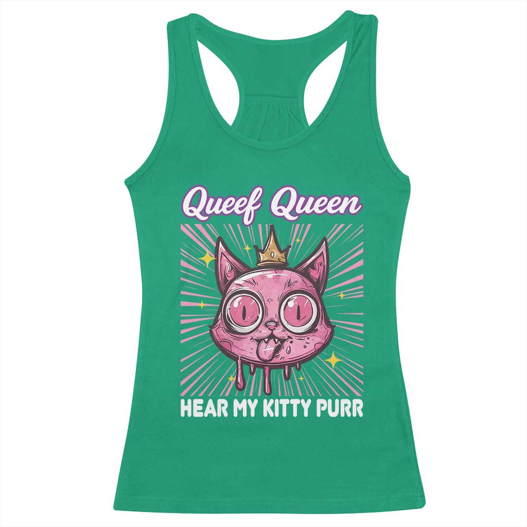 Queef Queen Cat Meme Racerback Tank Top Funny Inappropriate Adult Humor - Wonder Print Shop