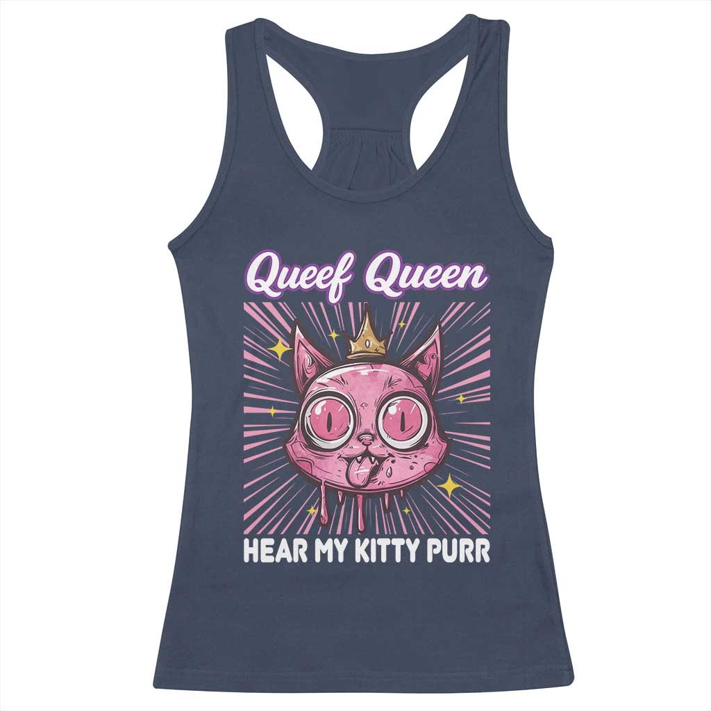 Queef Queen Cat Meme Racerback Tank Top Funny Inappropriate Adult Humor - Wonder Print Shop