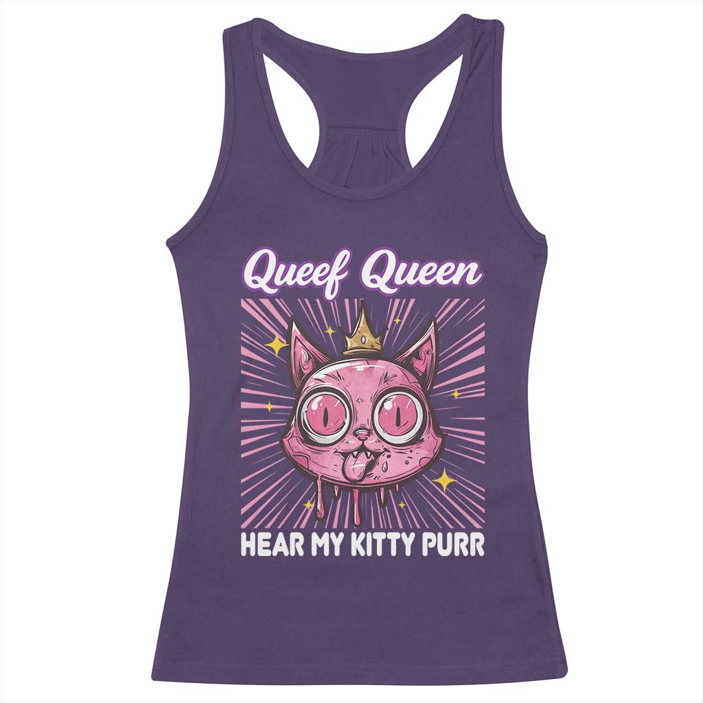 Queef Queen Cat Meme Racerback Tank Top Funny Inappropriate Adult Humor - Wonder Print Shop