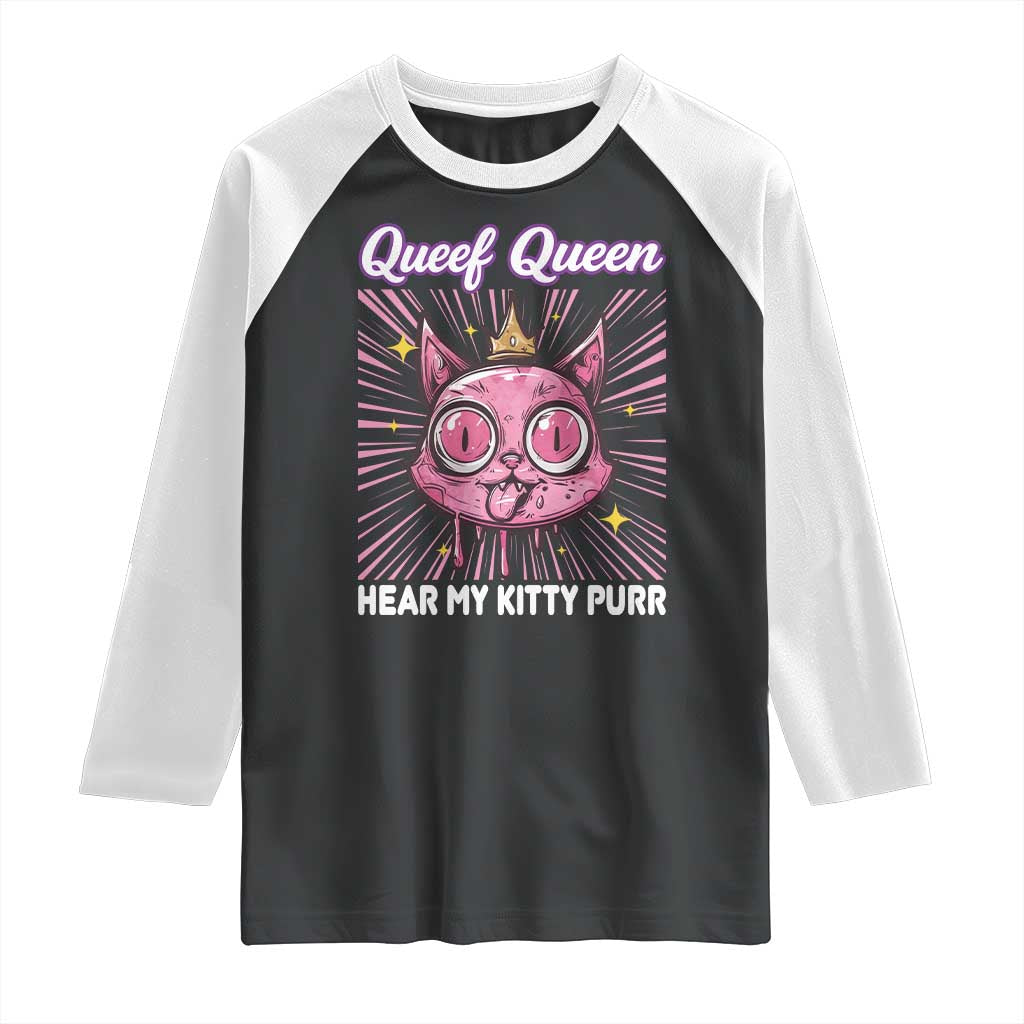 Queef Queen Cat Meme Raglan Shirt Funny Inappropriate Adult Humor - Wonder Print Shop
