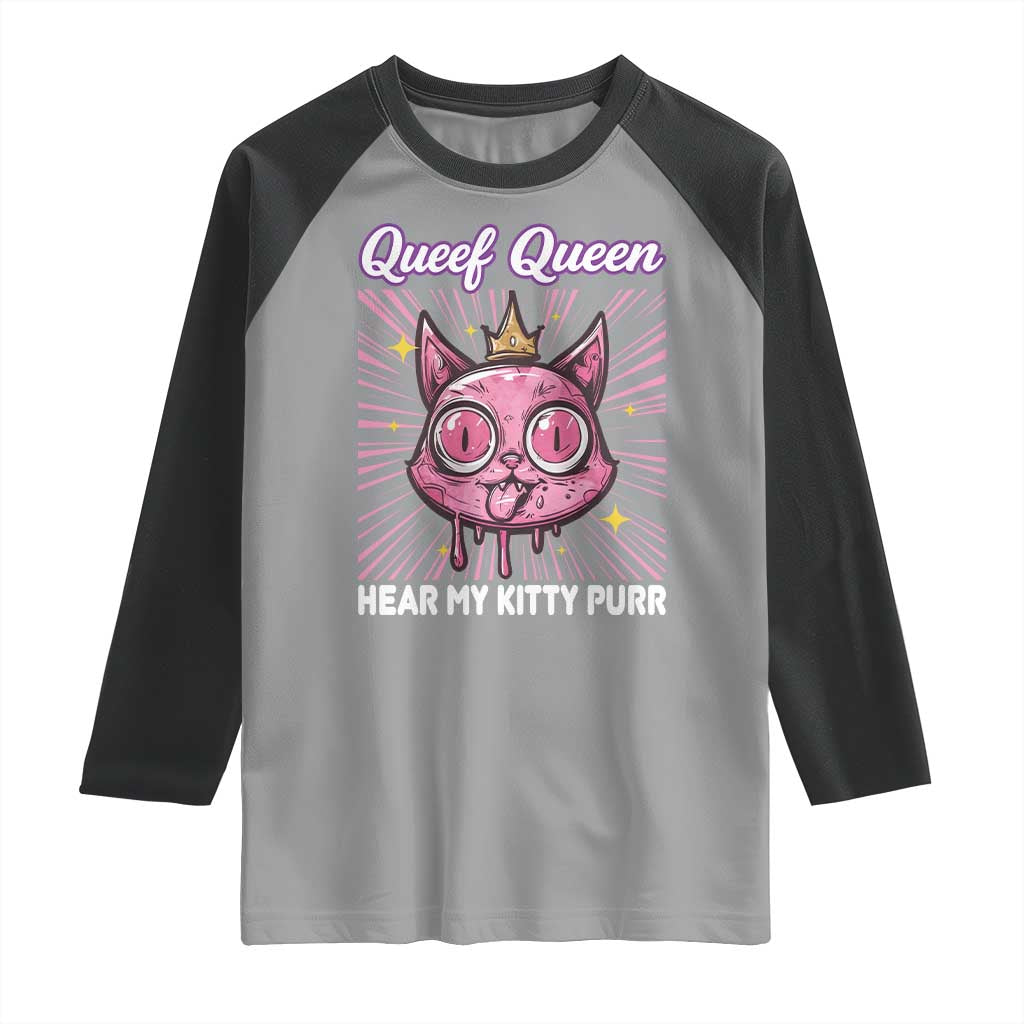 Queef Queen Cat Meme Raglan Shirt Funny Inappropriate Adult Humor - Wonder Print Shop