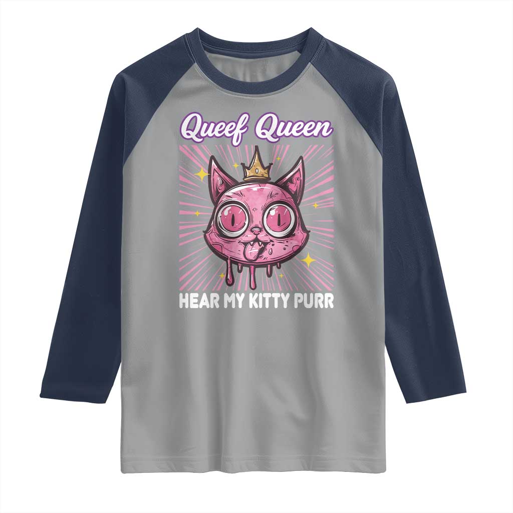 Queef Queen Cat Meme Raglan Shirt Funny Inappropriate Adult Humor - Wonder Print Shop