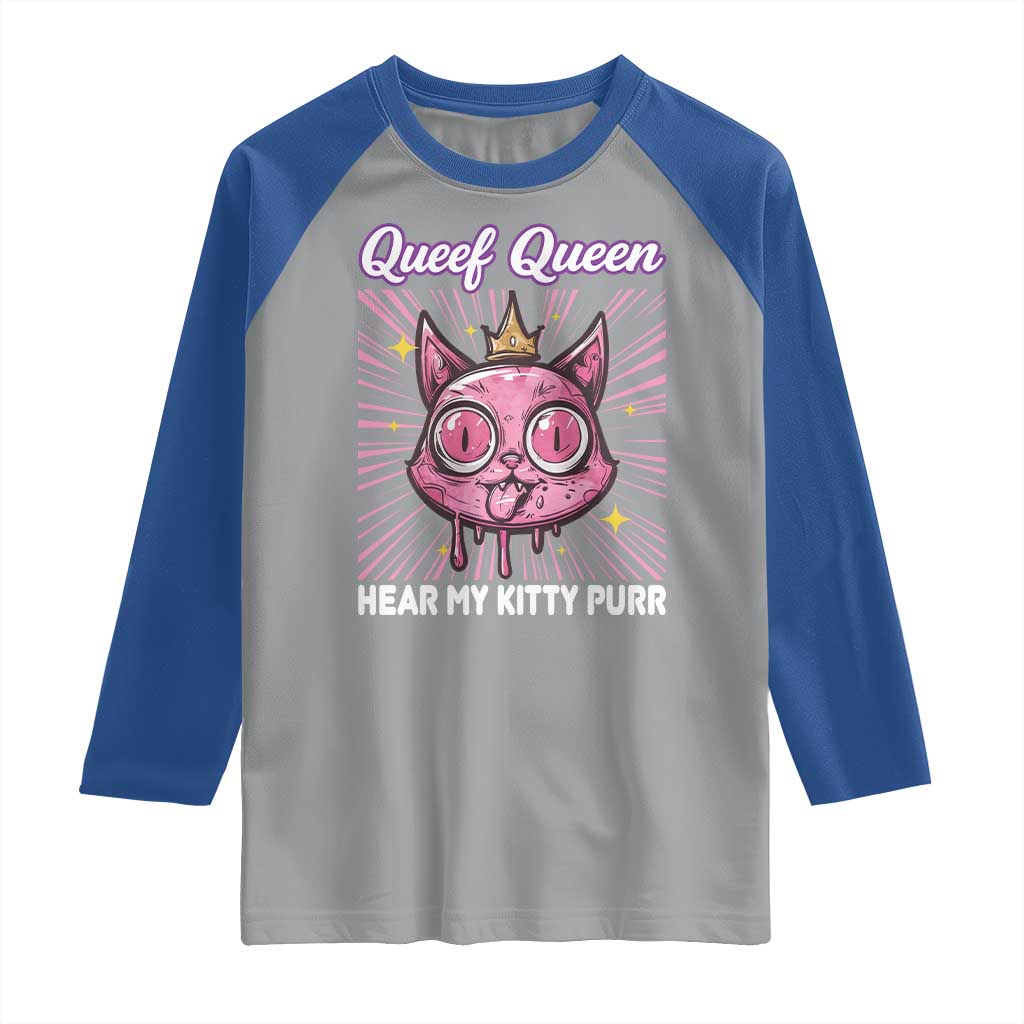 Queef Queen Cat Meme Raglan Shirt Funny Inappropriate Adult Humor - Wonder Print Shop