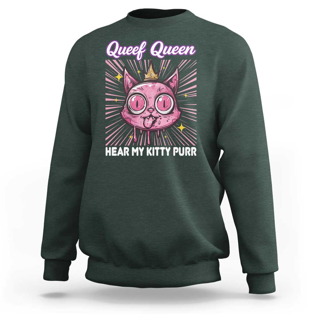 Queef Queen Cat Meme Sweatshirt Funny Inappropriate Adult Humor - Wonder Print Shop