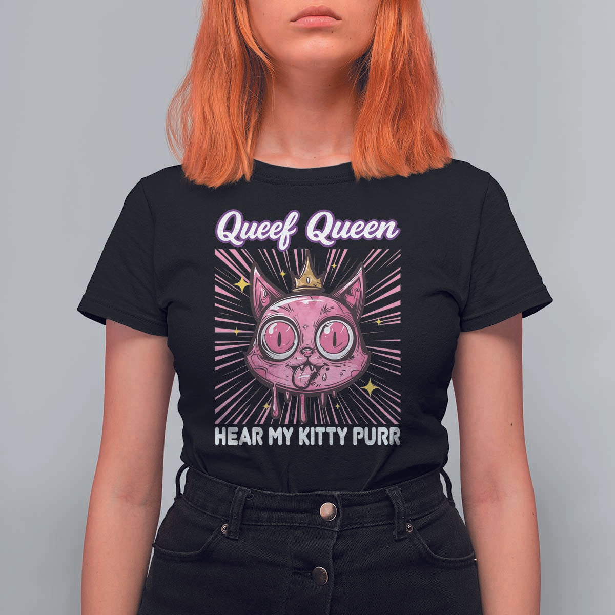 Queef Queen Cat Meme T Shirt For Women Funny Inappropriate Adult Humor - Wonder Print Shop