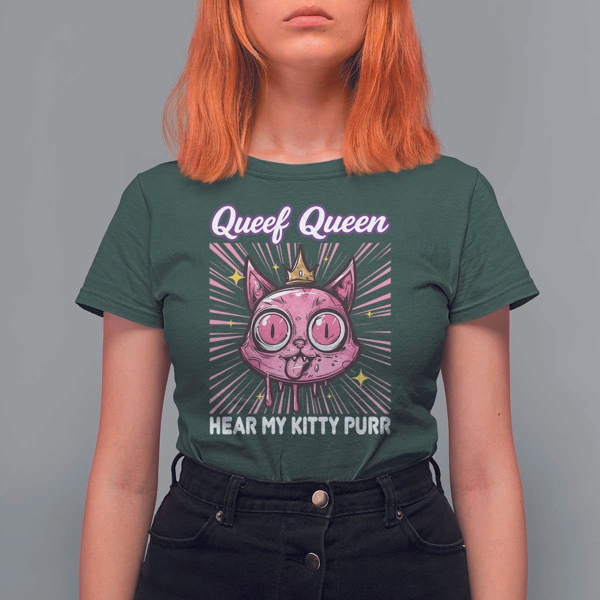 Queef Queen Cat Meme T Shirt For Women Funny Inappropriate Adult Humor - Wonder Print Shop