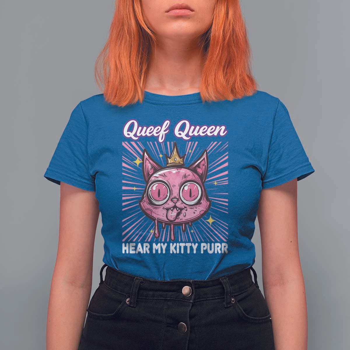 Queef Queen Cat Meme T Shirt For Women Funny Inappropriate Adult Humor - Wonder Print Shop