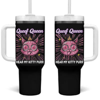Queef Queen Cat Meme Tumbler With Handle Funny Inappropriate Adult Humor