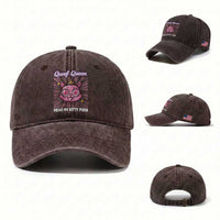 Queef Queen Cat Meme Washed Cotton Baseball Cap Funny Inappropriate Adult Humor