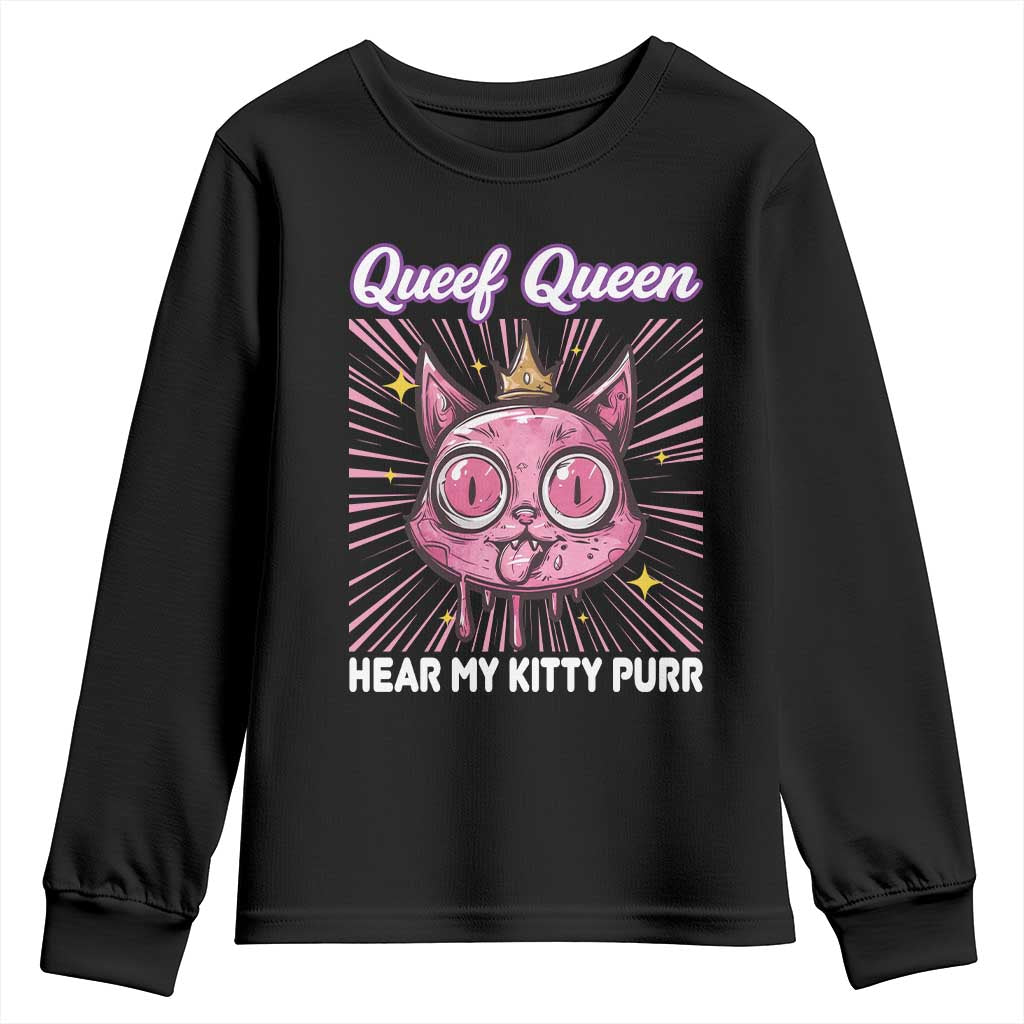 Queef Queen Cat Meme Youth Sweatshirt Funny Inappropriate Adult Humor - Wonder Print Shop