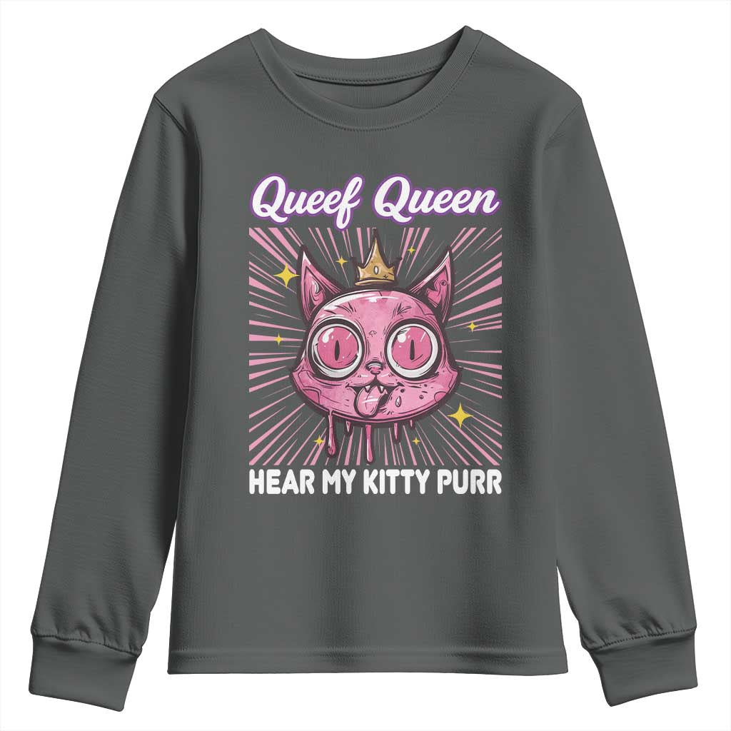 Queef Queen Cat Meme Youth Sweatshirt Funny Inappropriate Adult Humor - Wonder Print Shop