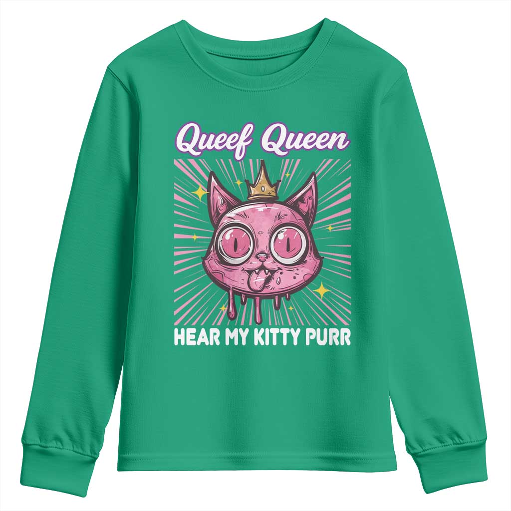 Queef Queen Cat Meme Youth Sweatshirt Funny Inappropriate Adult Humor - Wonder Print Shop