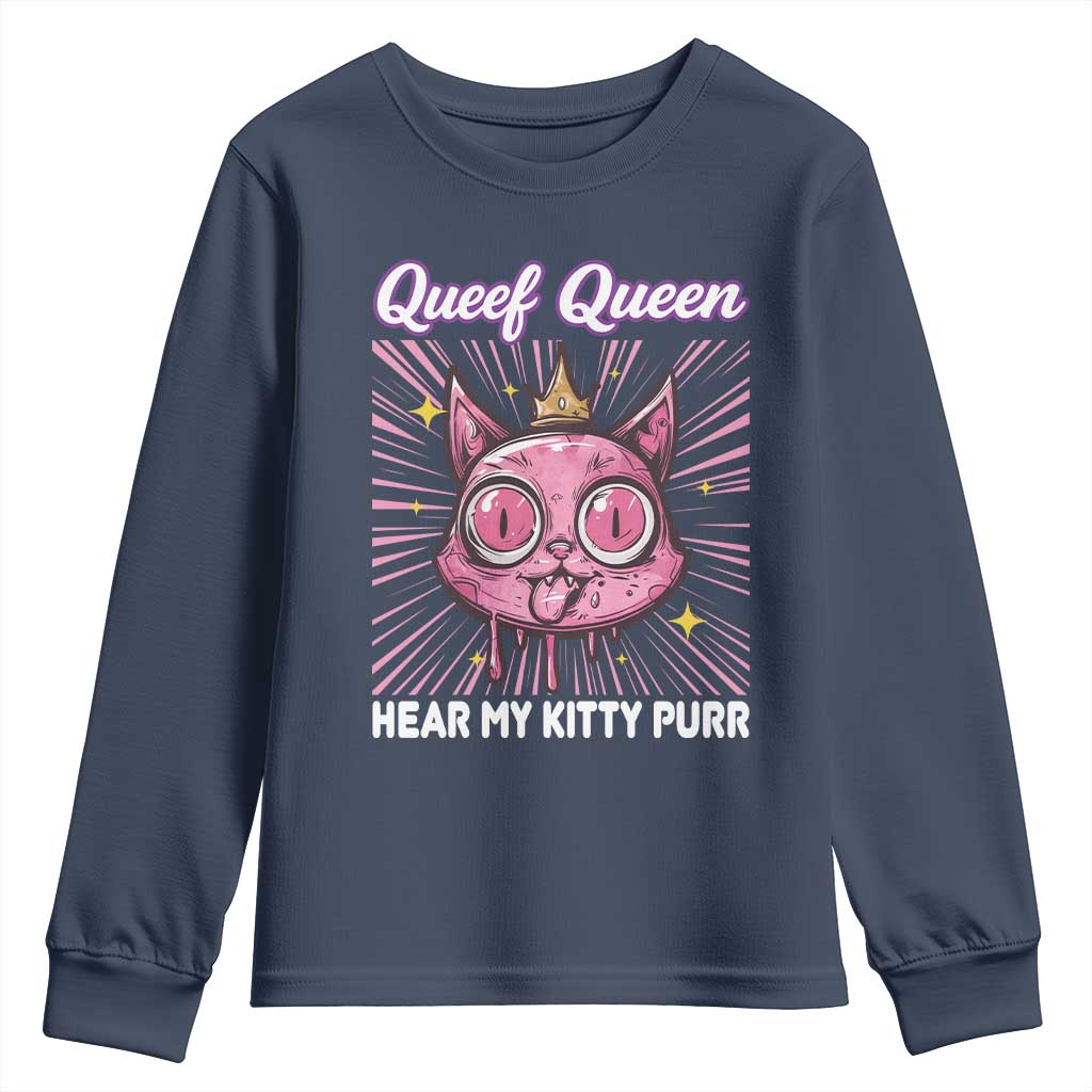 Queef Queen Cat Meme Youth Sweatshirt Funny Inappropriate Adult Humor - Wonder Print Shop