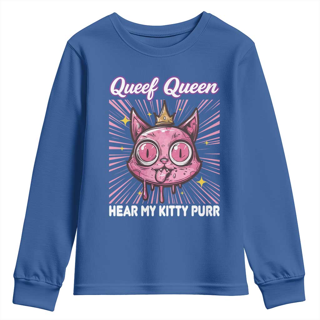 Queef Queen Cat Meme Youth Sweatshirt Funny Inappropriate Adult Humor - Wonder Print Shop