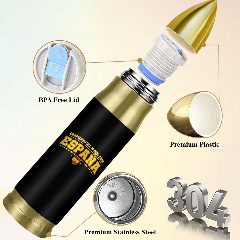 Spain Champions 2026 Bullet Tumbler Espana Soccer Football Fan Spanish Flag