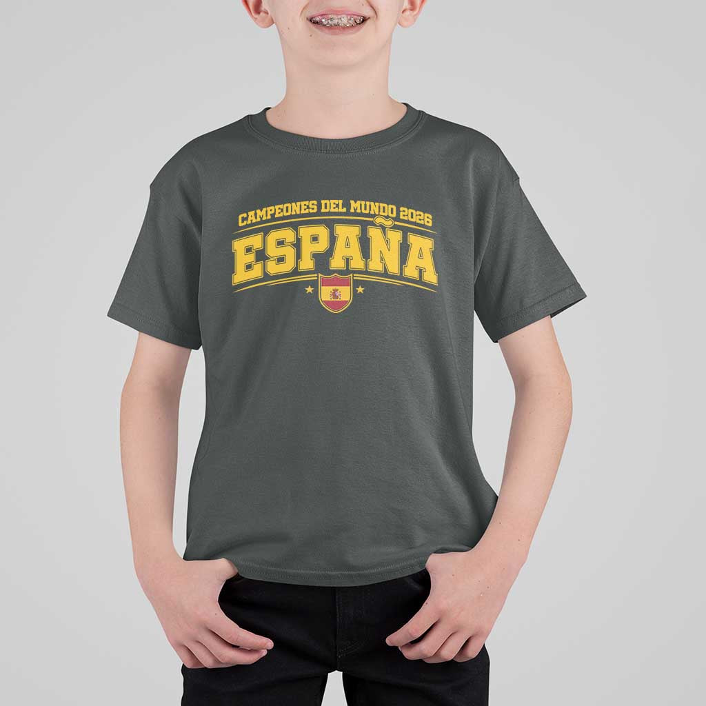 Spain Champions 2026 T Shirt For Kid Espana Soccer Football Fan Spanish Flag