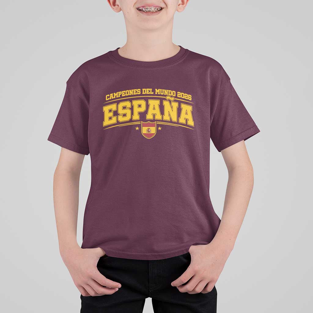 Spain Champions 2026 T Shirt For Kid Espana Soccer Football Fan Spanish Flag