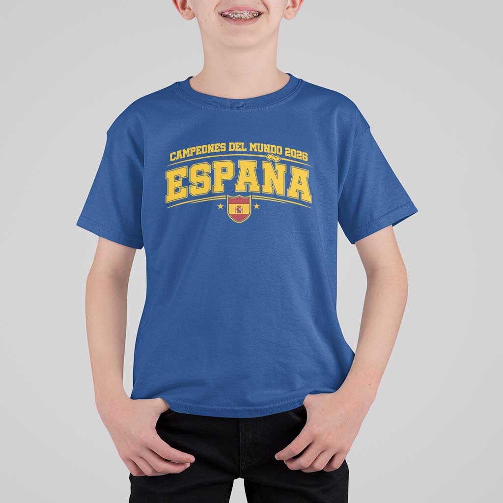 Spain Champions 2026 T Shirt For Kid Espana Soccer Football Fan Spanish Flag