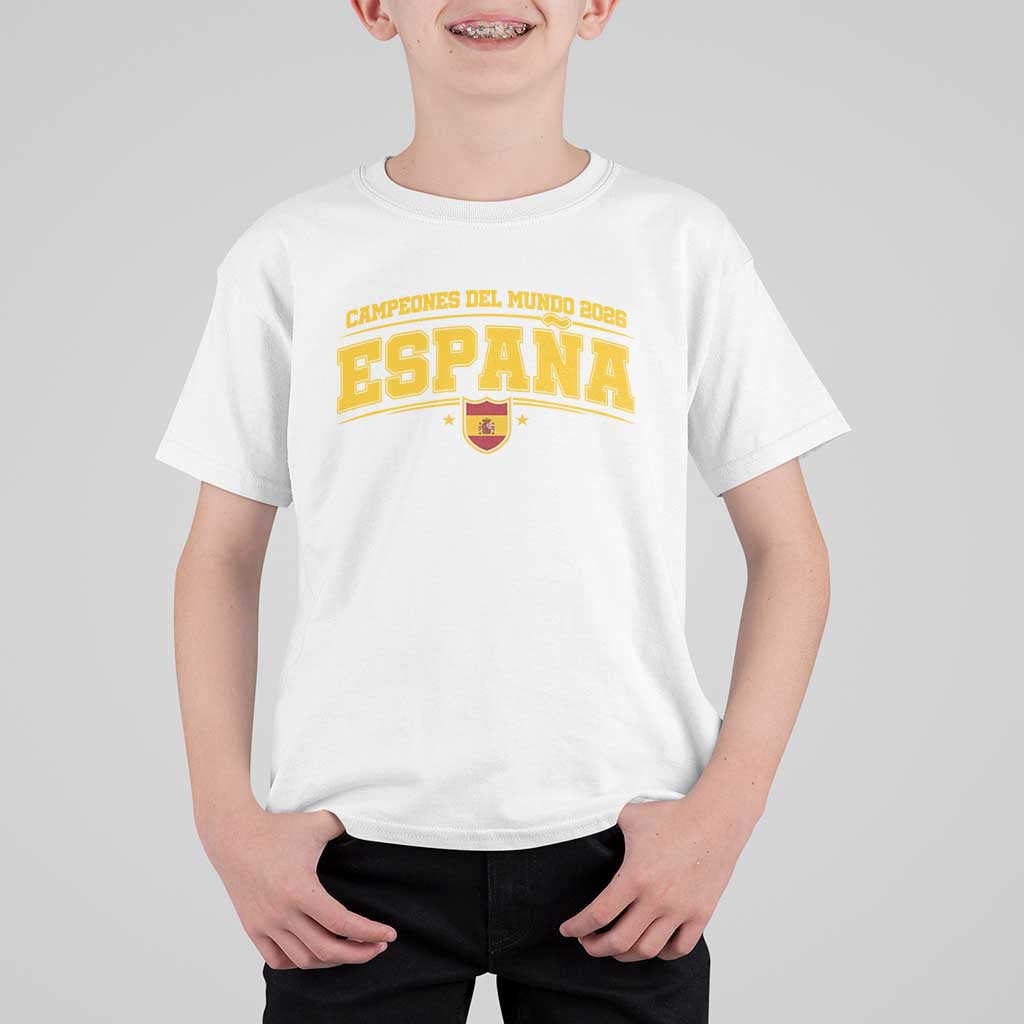 Spain Champions 2026 T Shirt For Kid Espana Soccer Football Fan Spanish Flag