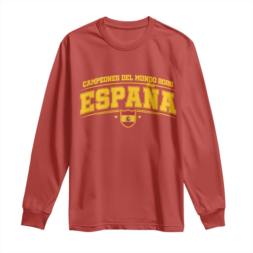 Spain Champions 2026 Long Sleeve Shirt Espana Soccer Football Fan Spanish Flag
