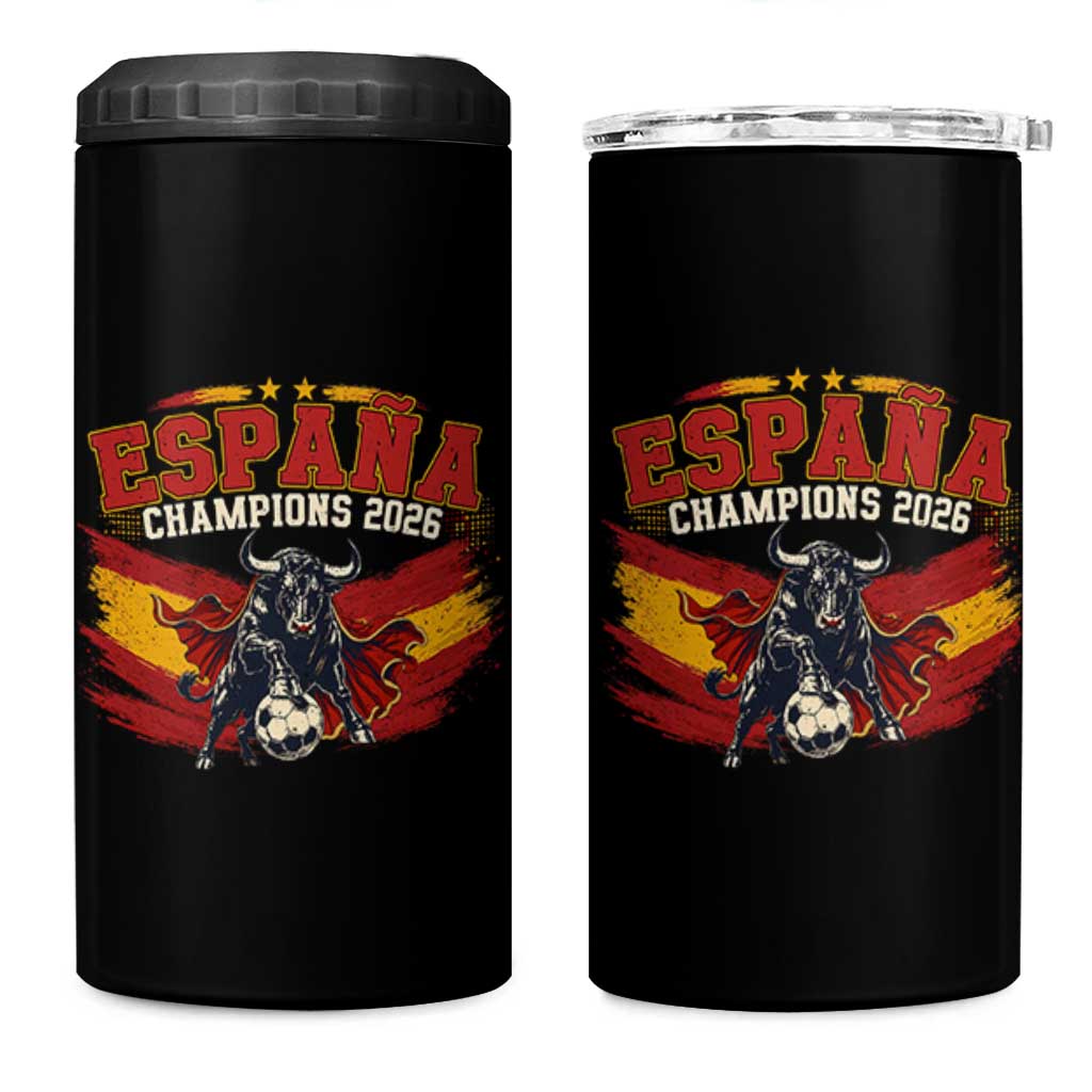 Spain Champions 2026 4 in 1 Can Cooler Tumbler Espana Soccer Fan Spanish Flag Bull