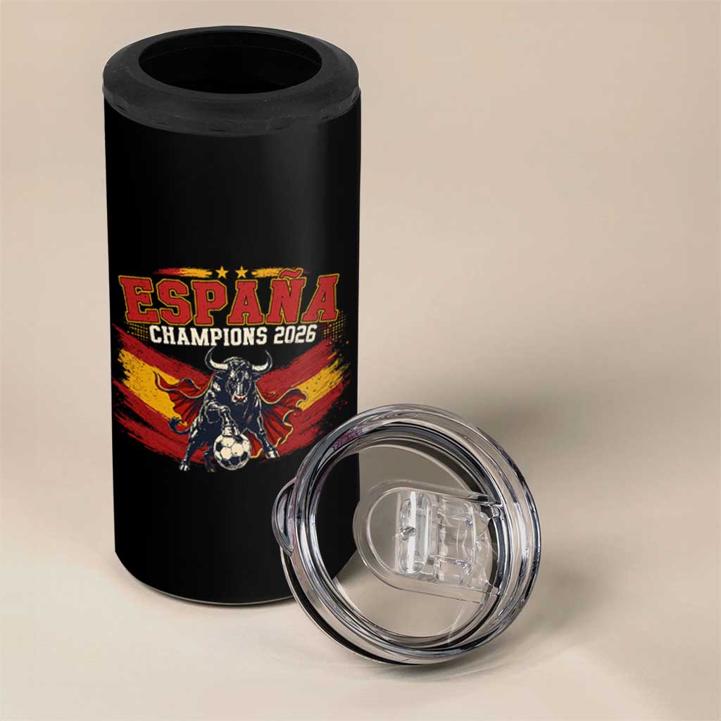 Spain Champions 2026 4 in 1 Can Cooler Tumbler Espana Soccer Fan Spanish Flag Bull
