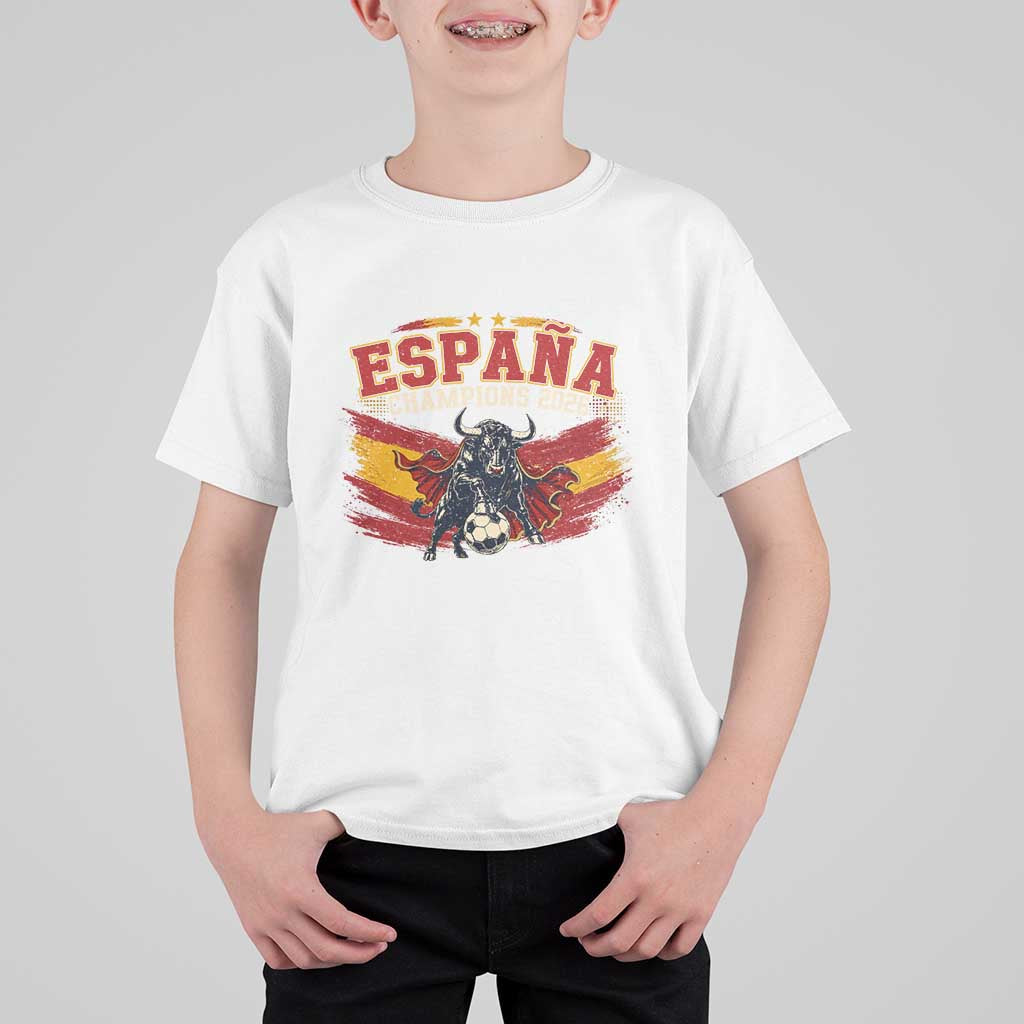 Spain Champions 2026 T Shirt For Kid Espana Soccer Fan Spanish Flag Bull