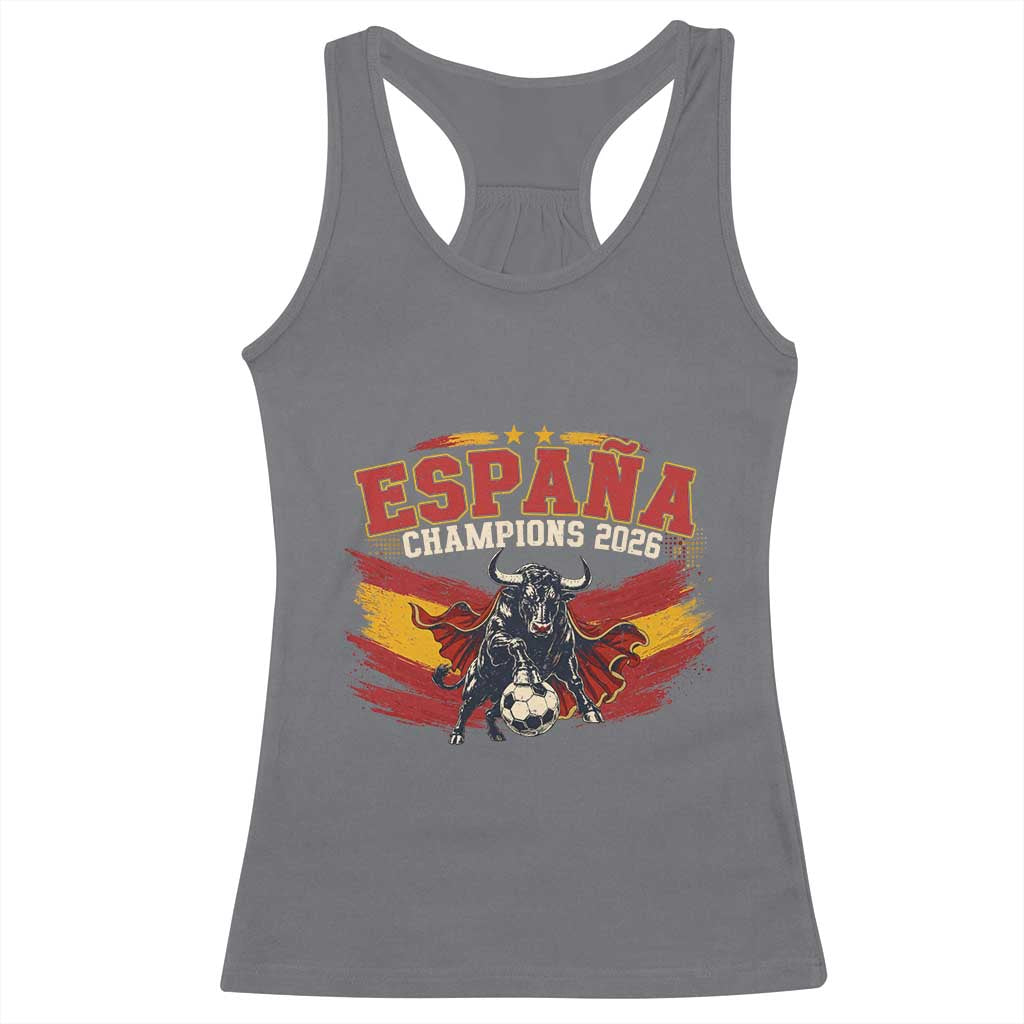Spain Champions 2026 Racerback Tank Top Espana Soccer Fan Spanish Flag Bull