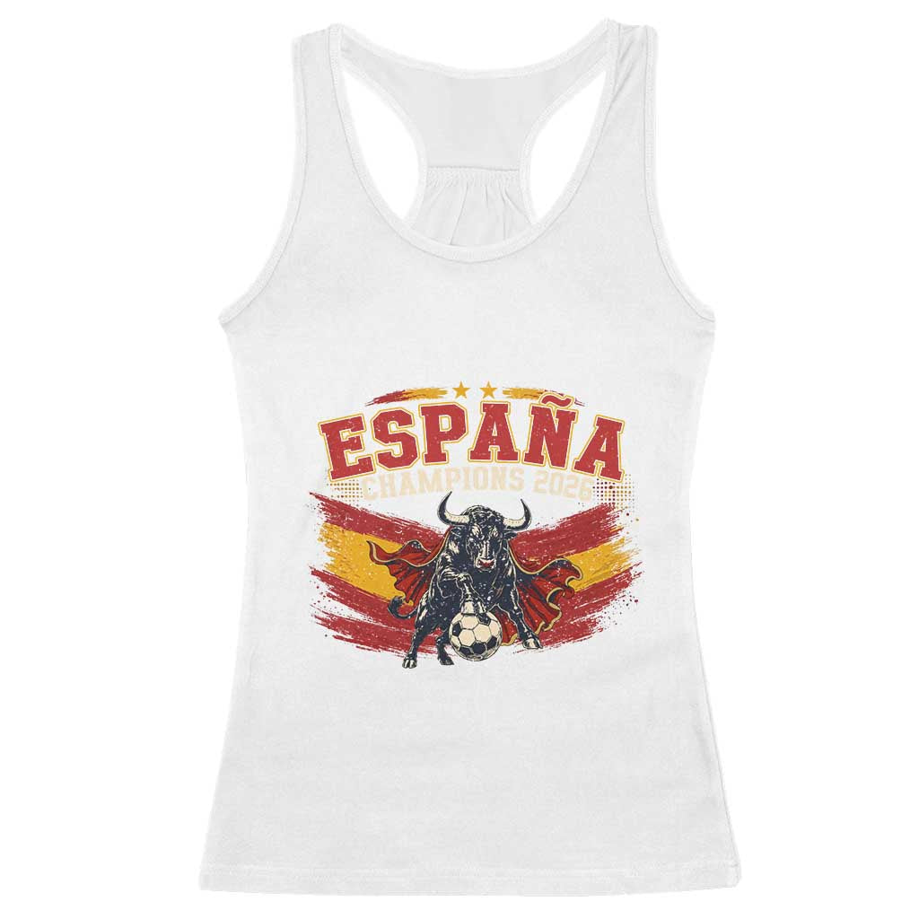 Spain Champions 2026 Racerback Tank Top Espana Soccer Fan Spanish Flag Bull