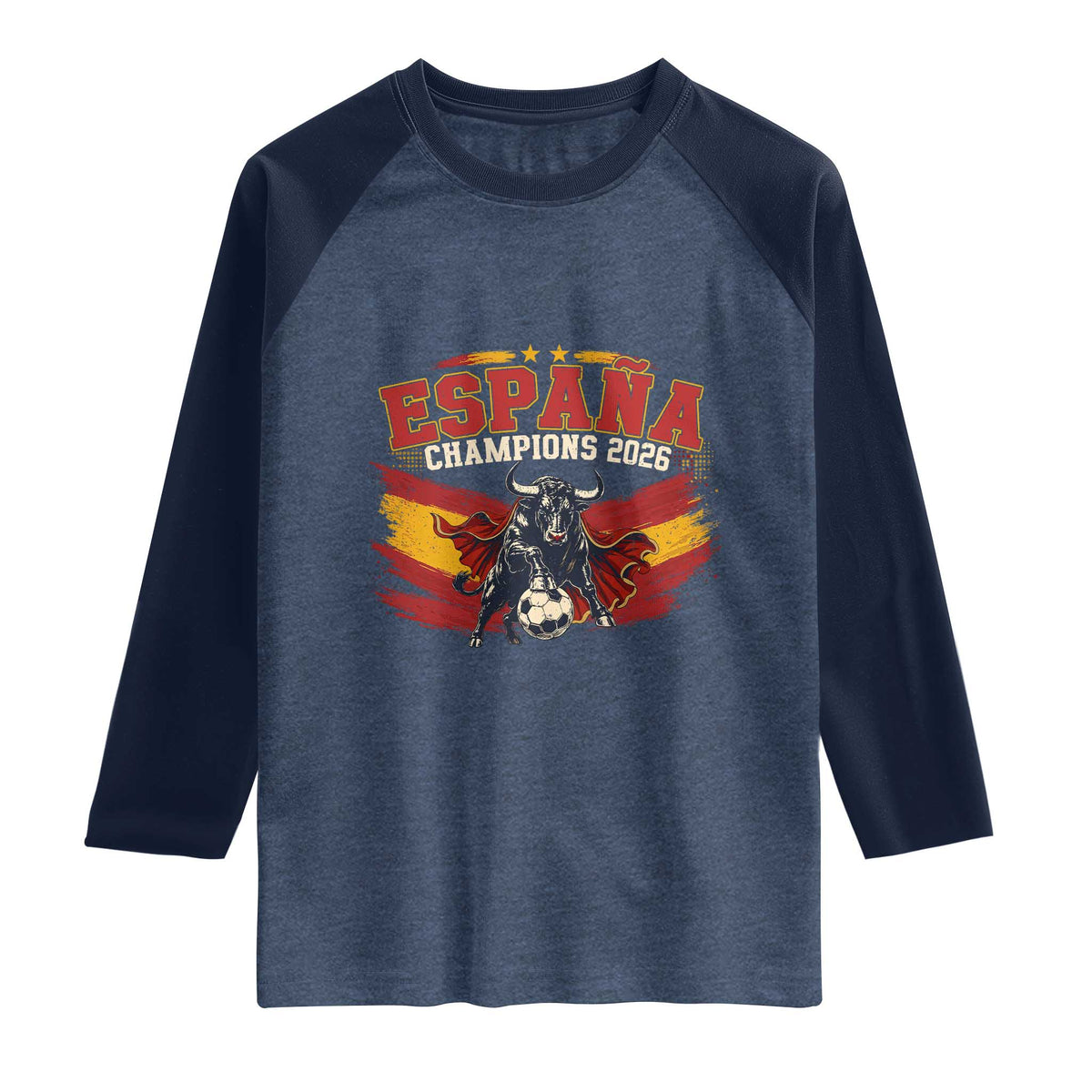 Spain Champions 2026 Raglan Shirt Espana Soccer Fan Spanish Flag Bull