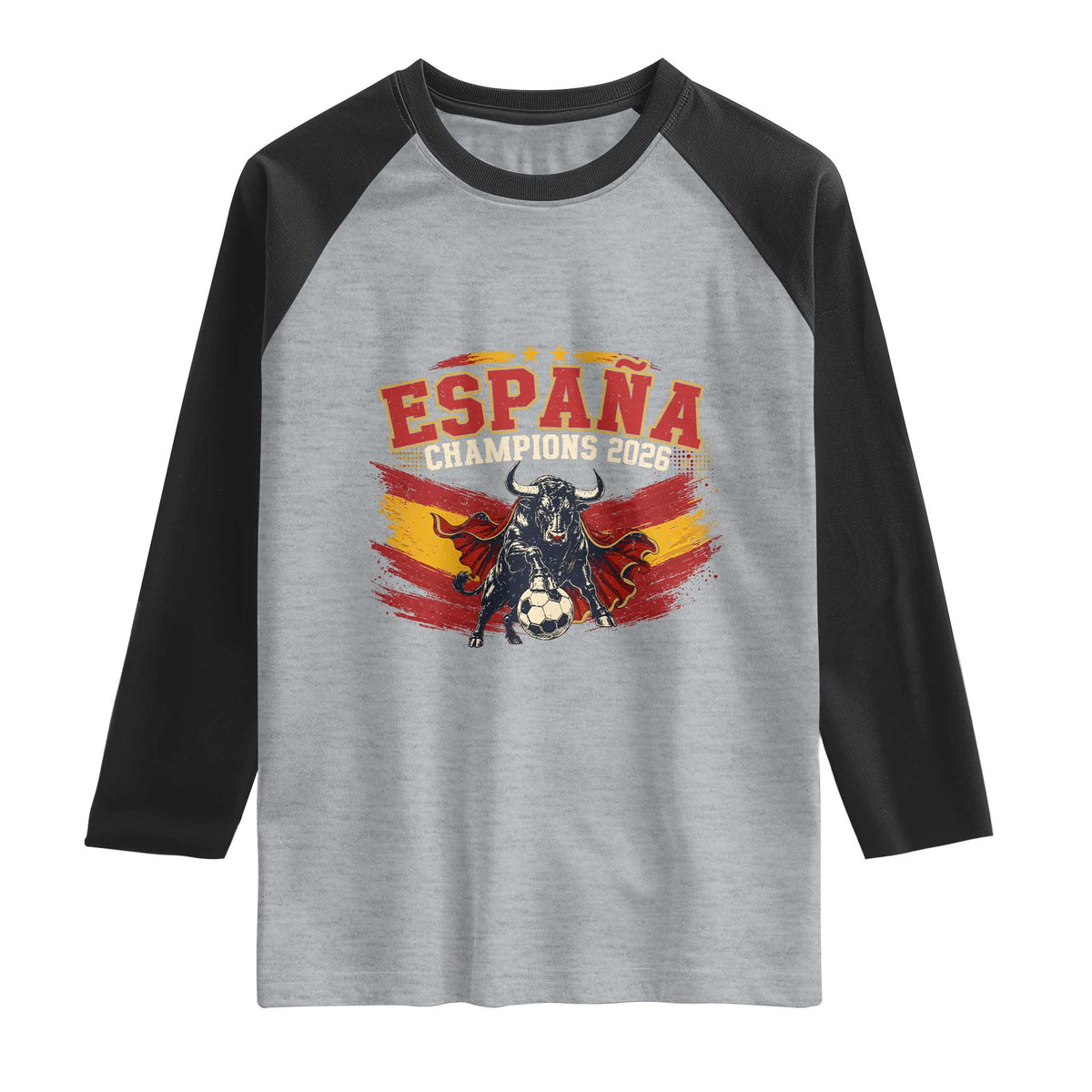 Spain Champions 2026 Raglan Shirt Espana Soccer Fan Spanish Flag Bull