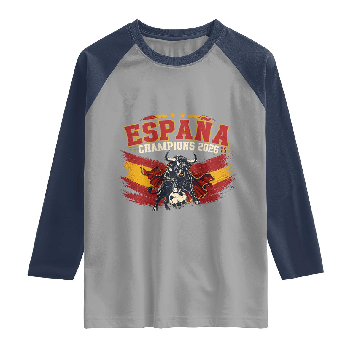 Spain Champions 2026 Raglan Shirt Espana Soccer Fan Spanish Flag Bull