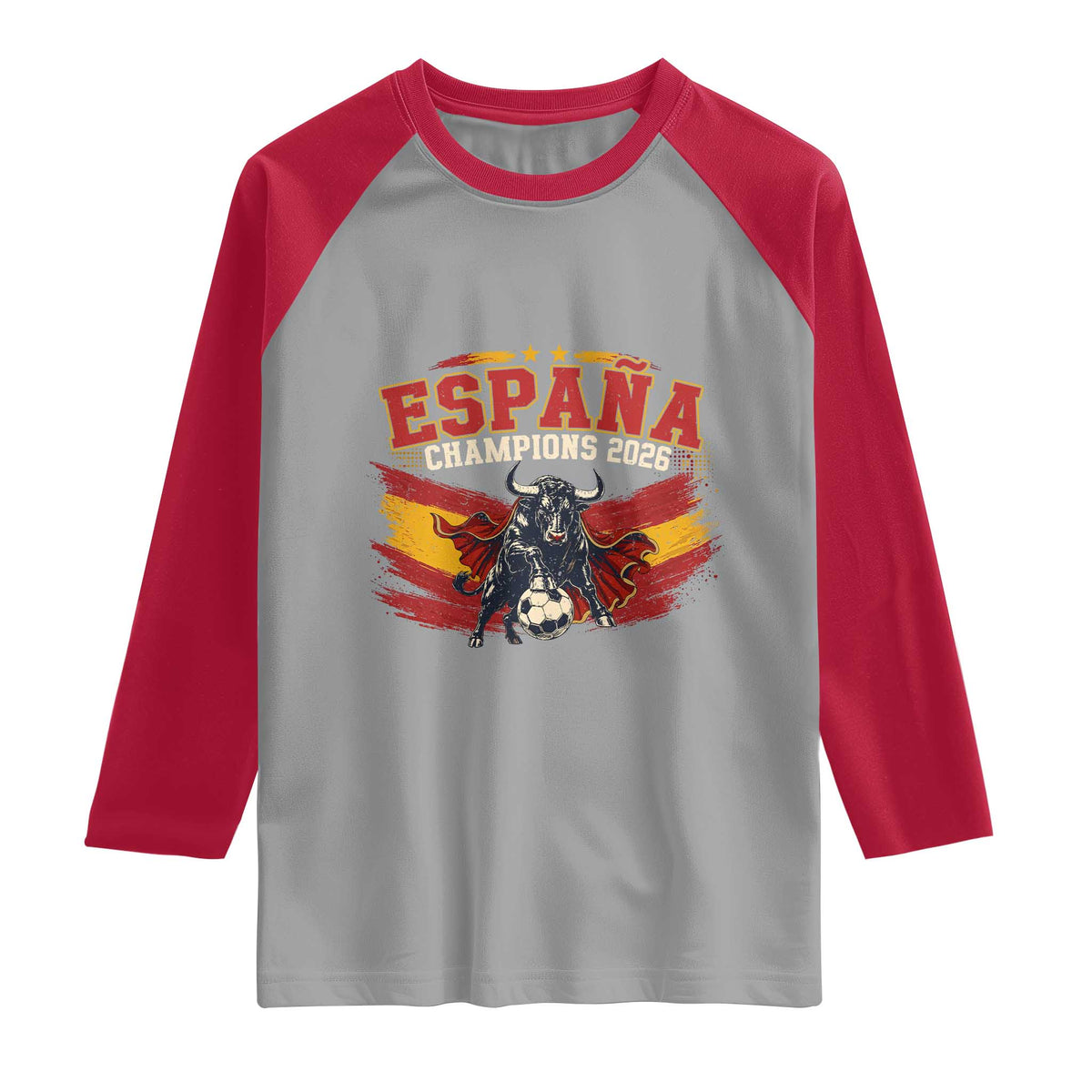 Spain Champions 2026 Raglan Shirt Espana Soccer Fan Spanish Flag Bull