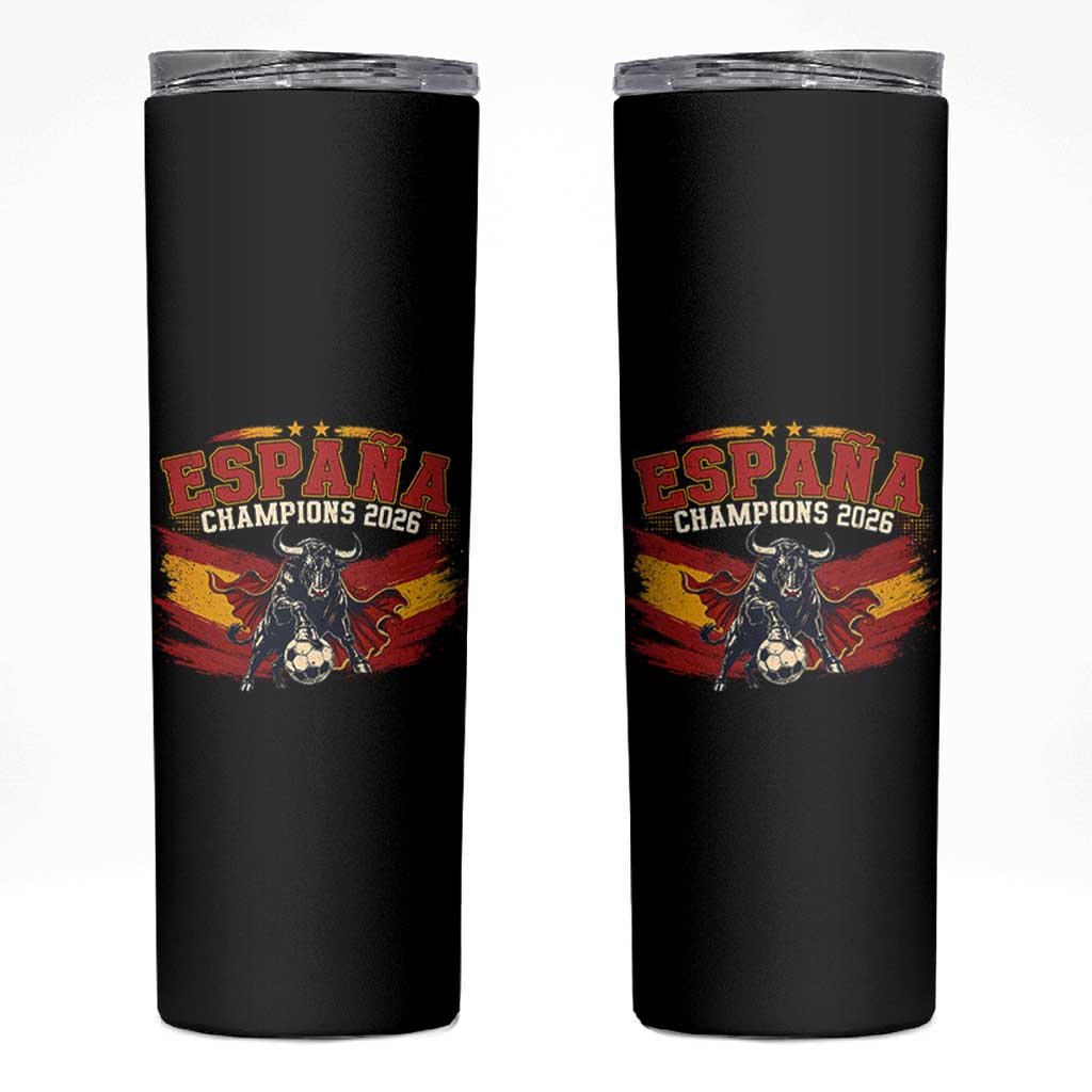 Spain Champions 2026 Skinny Tumbler Espana Soccer Fan Spanish Flag Bull