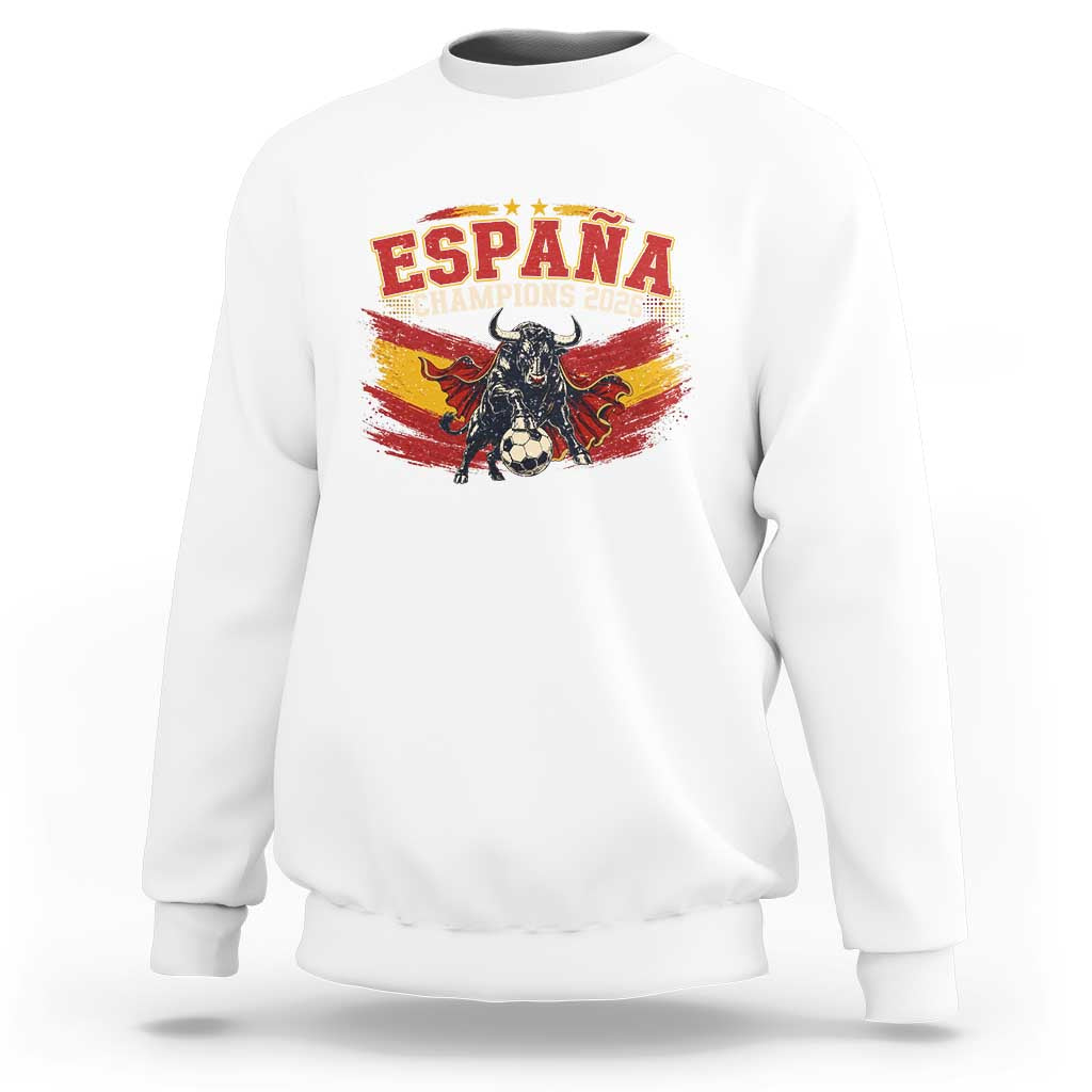 Spain Champions 2026 Sweatshirt Espana Soccer Fan Spanish Flag Bull