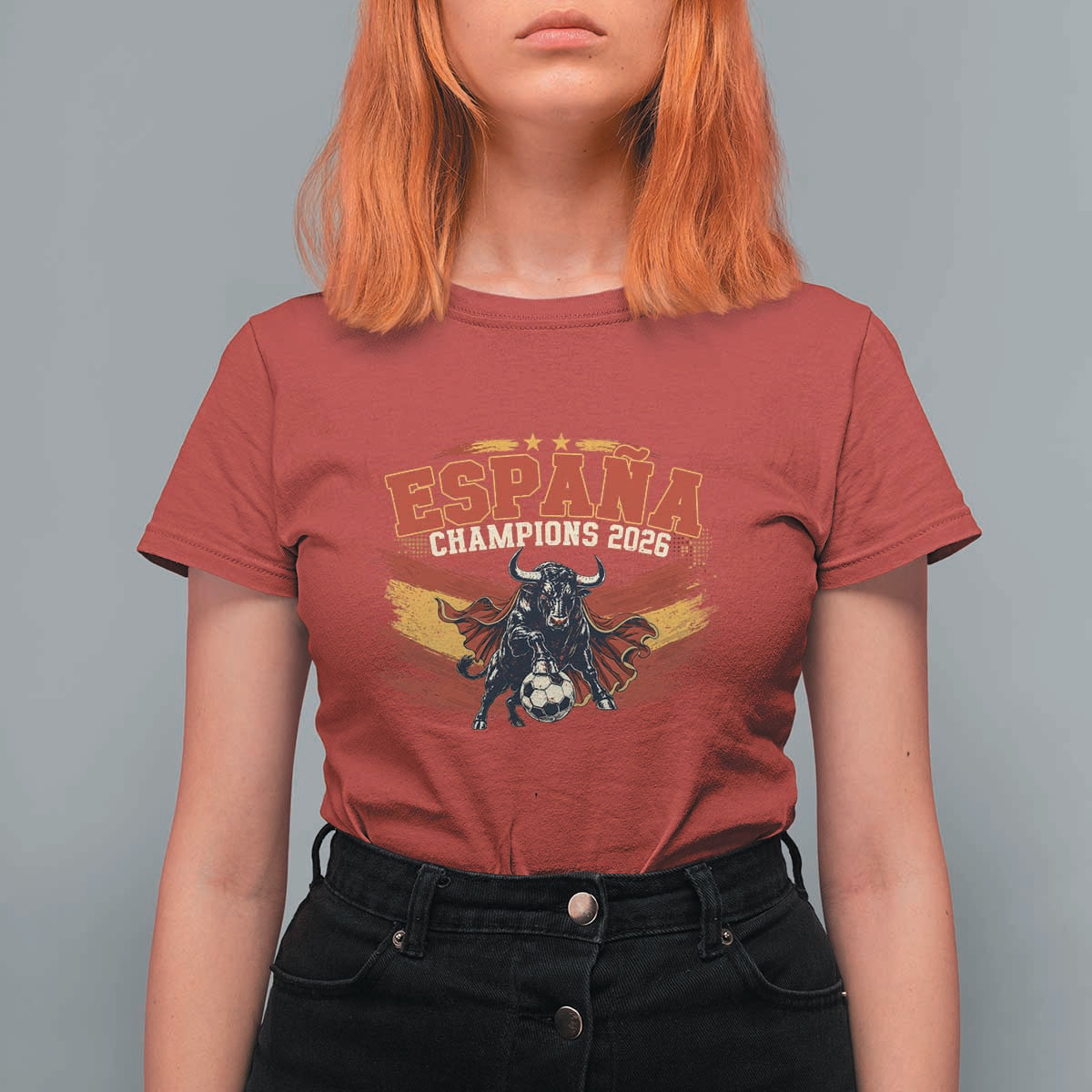 Spain Champions 2026 T Shirt For Women Espana Soccer Fan Spanish Flag Bull