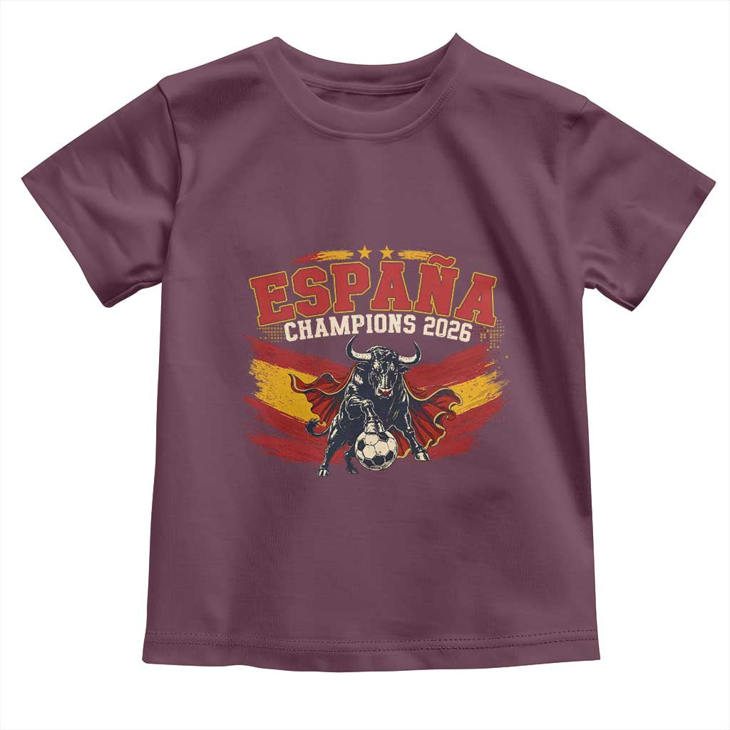 Spain Champions 2026 Toddler T Shirt Espana Soccer Fan Spanish Flag Bull