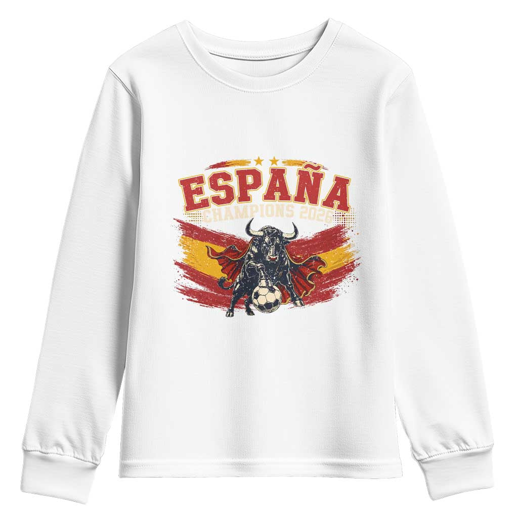 Spain Champions 2026 Youth Sweatshirt Espana Soccer Fan Spanish Flag Bull
