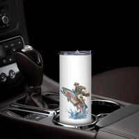 Vintage Cowboy Riding Rainbow Trout Skinny Tumbler Funny Fishing Western Rodeo