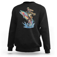 Vintage Cowboy Riding Rainbow Trout Sweatshirt Funny Fishing Western Rodeo