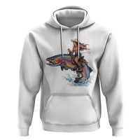 Vintage Cowgirl Riding Rainbow Trout Hoodie Funny Fishing Western Rodeo