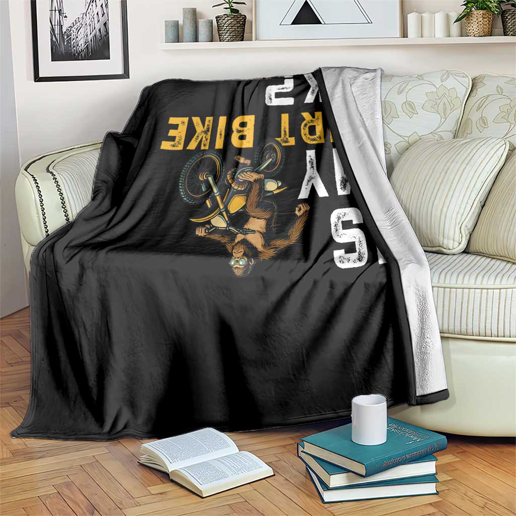 Funny Bigfoot Sasquatch Biker Throw Blanket Is My Dirt Bike OK - Wonder Print Shop
